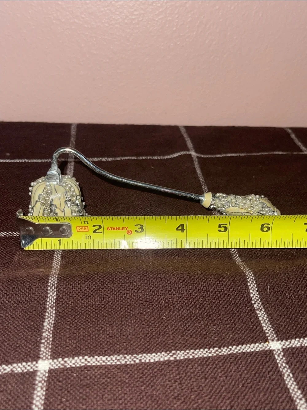 Cream Beaded Tassel Purse Charm Keychain